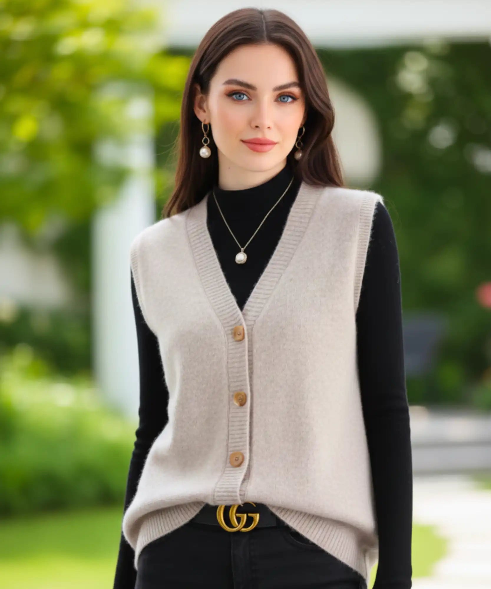 Comprar colete feminino em tricot com gola V e botões, ideal para sobrepor looks elegantes de outono e inverno em promoção ZARA

