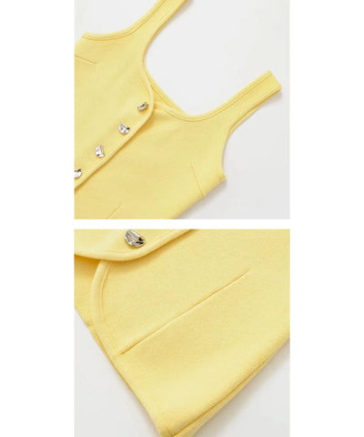 Comprar regata feminina cropped tricot canelada botões frontais elegante casual verão alça larga em promoção ANELLIMN 