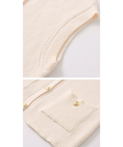 Colete Tricot Feminino Botões Dourados Elegante Social | Brunny