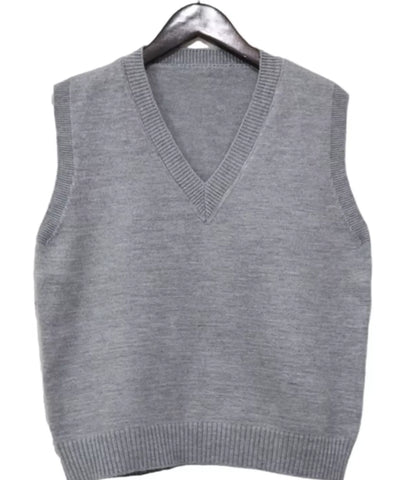 Colete feminino tricot cinza em cabide, still do produto sem modelo