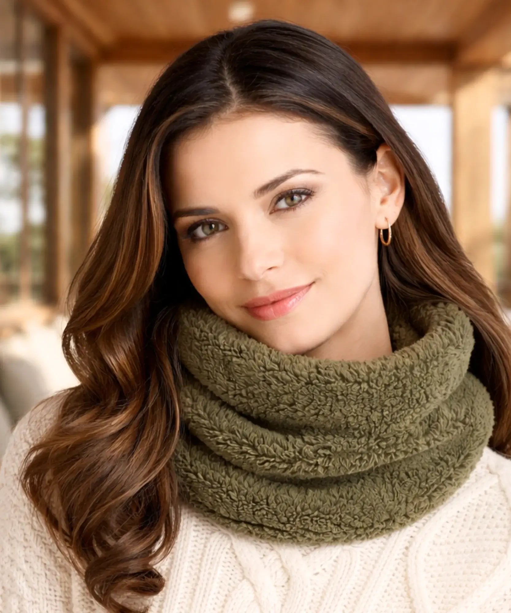 Comprar cachecol feminino echarpe gola snood felpudo quente para o inverno barato ou em promoção