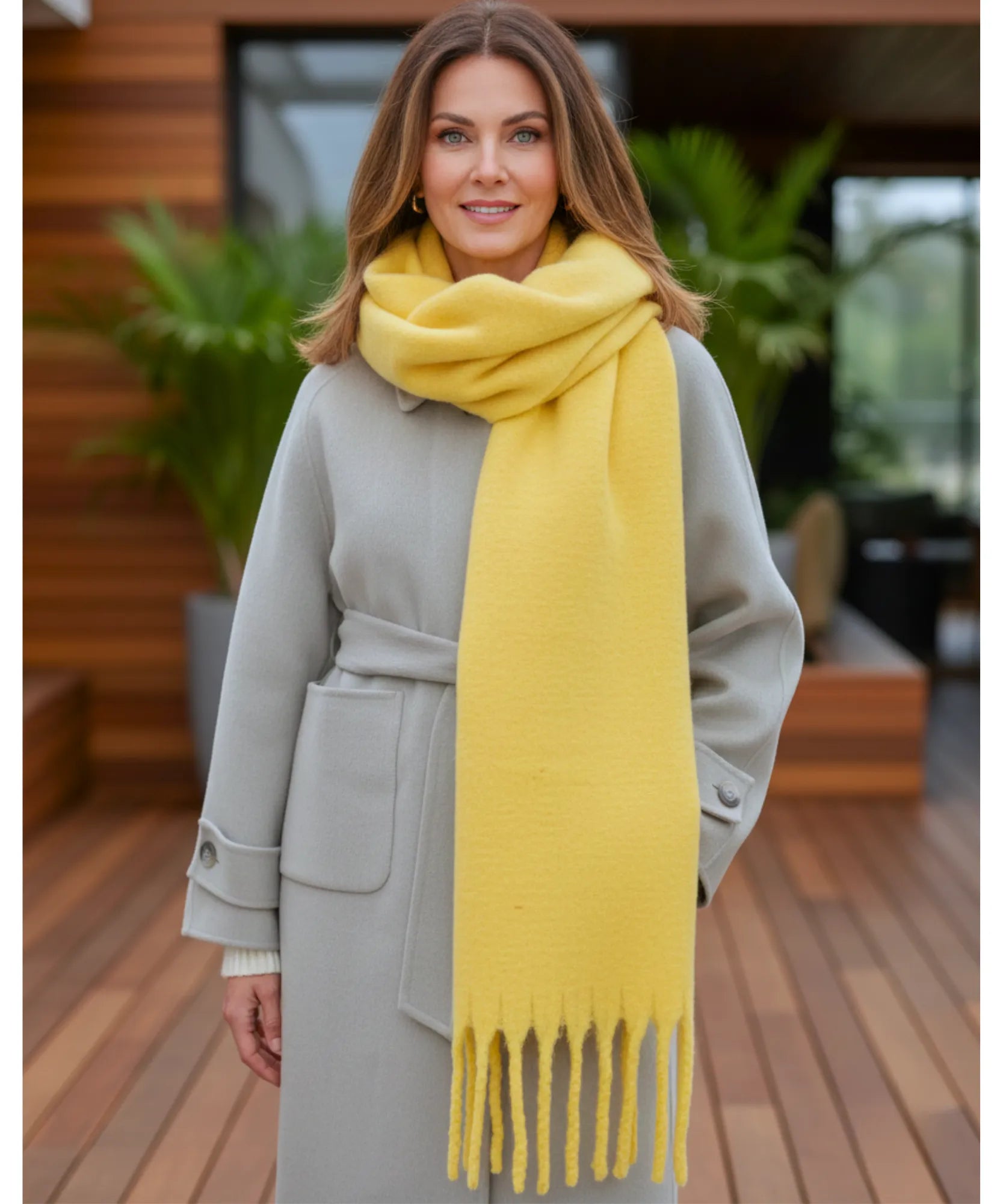 Comprar cachecol feminino longo grosso lã felpuda com franjas 240cm várias cores inverno barato ANELLIMN