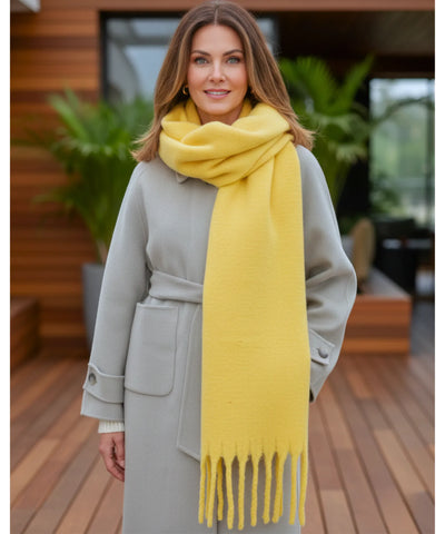 Comprar cachecol feminino longo grosso lã felpuda com franjas 240cm várias cores inverno barato ANELLIMN