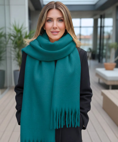 Comprar cachecol feminino longo grosso lã felpuda com franjas 240cm várias cores inverno barato ANELLIMN