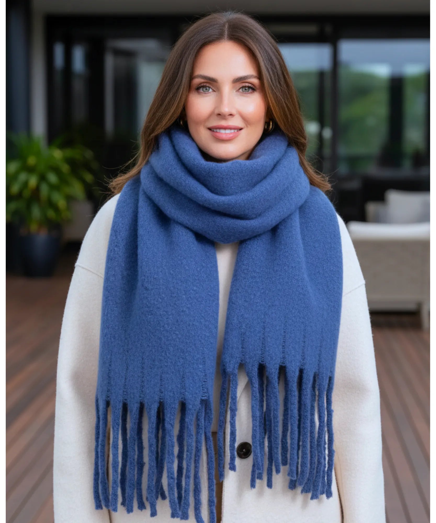 Comprar cachecol feminino longo grosso lã felpuda com franjas 240cm várias cores inverno barato ANELLIMN