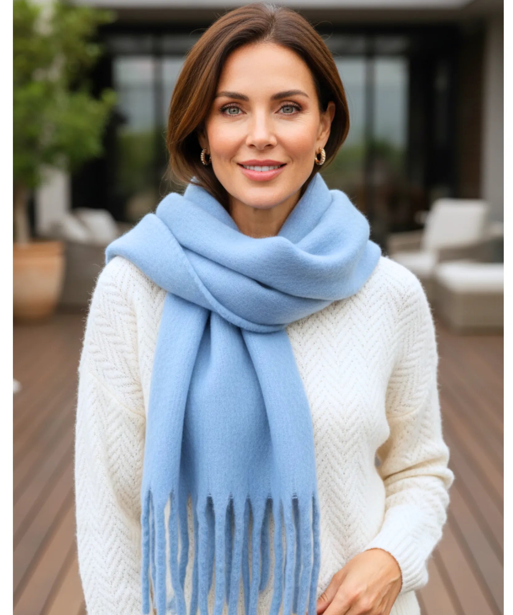 Comprar cachecol feminino longo grosso lã felpuda com franjas 240cm várias cores inverno barato ANELLIMN