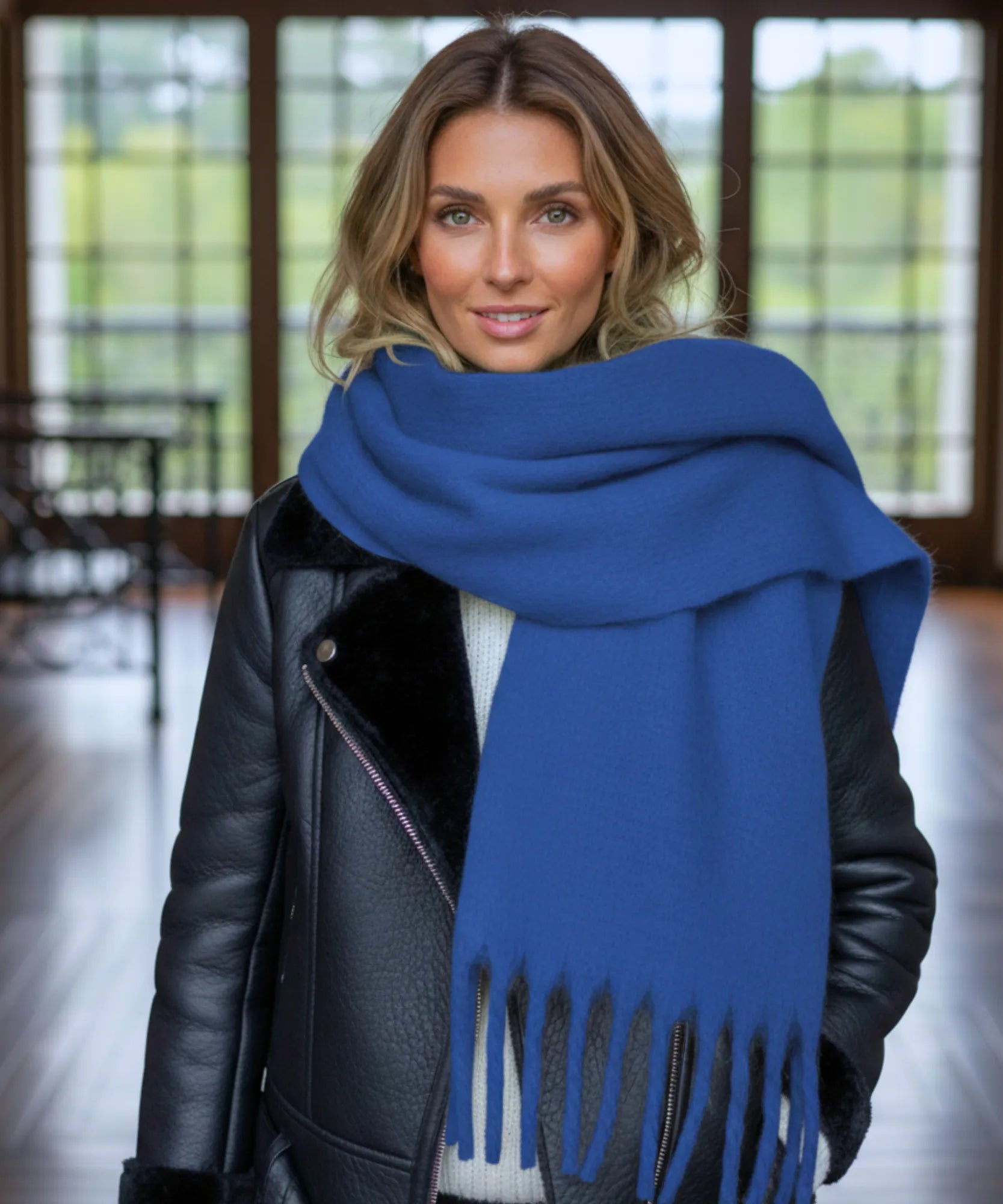 Comprar cachecol feminino longo grosso lã felpuda com franjas 240cm várias cores inverno barato ANELLIMN