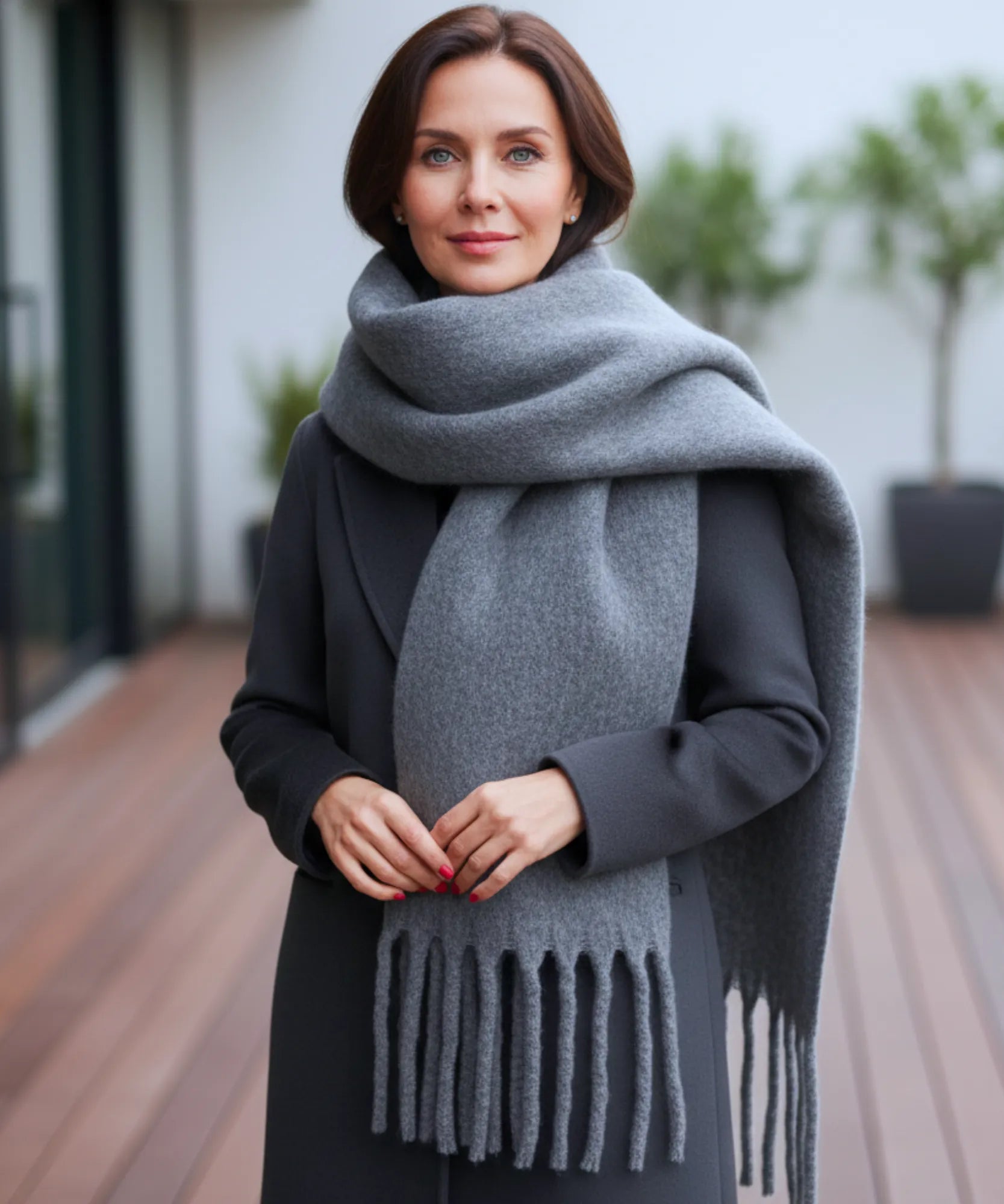 Comprar cachecol feminino longo grosso lã felpuda com franjas 240cm várias cores inverno barato ANELLIMN