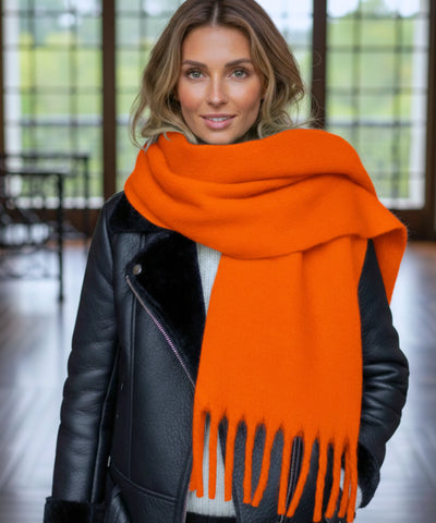 Comprar cachecol feminino longo grosso lã felpuda com franjas 240cm várias cores inverno barato ANELLIMN