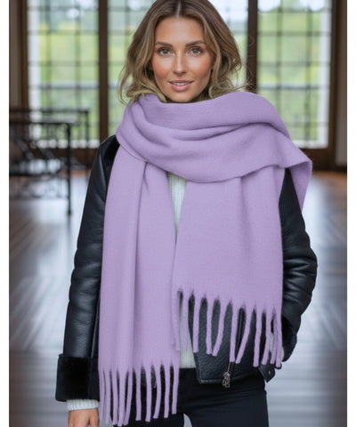 Comprar cachecol feminino longo grosso lã felpuda com franjas 240cm várias cores inverno barato ANELLIMN