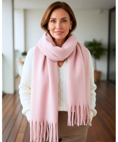 Comprar cachecol feminino longo grosso lã felpuda com franjas 240cm várias cores inverno barato ANELLIMN