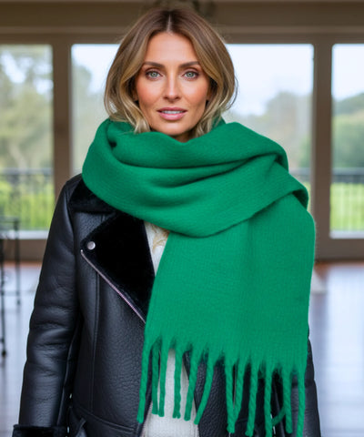 Comprar cachecol feminino longo grosso lã felpuda com franjas 240cm várias cores inverno barato ANELLIMN