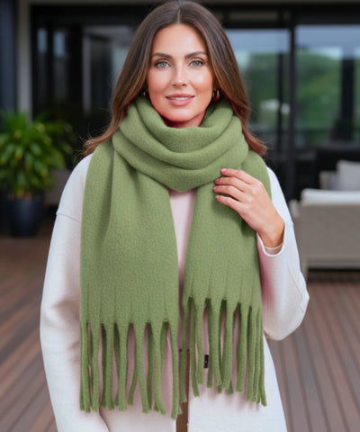 Comprar cachecol feminino longo grosso lã felpuda com franjas 240cm várias cores inverno barato ANELLIMN
