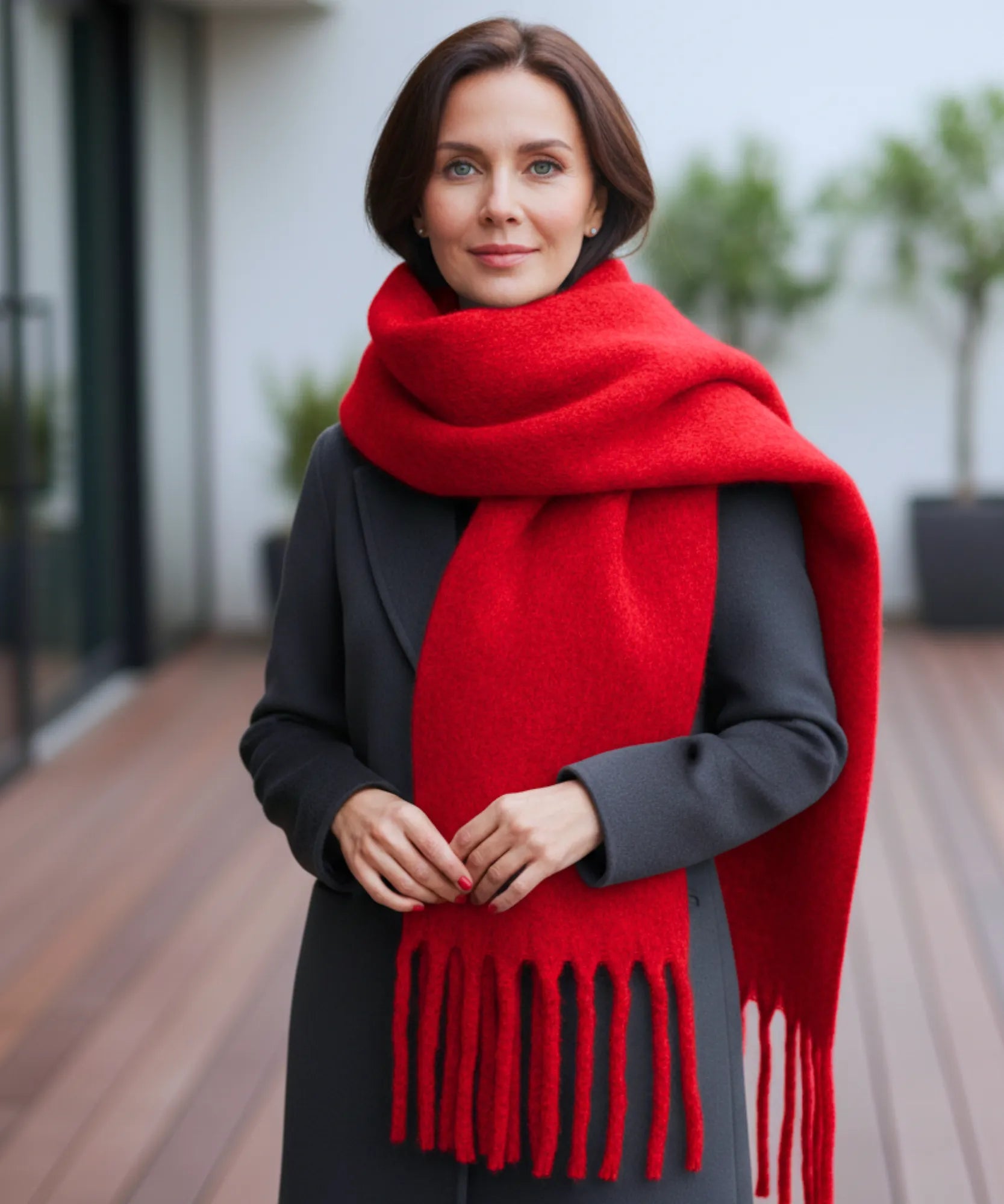 Comprar cachecol feminino longo grosso lã felpuda com franjas 240cm várias cores inverno barato ANELLIMN