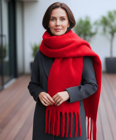 Comprar cachecol feminino longo grosso lã felpuda com franjas 240cm várias cores inverno barato ANELLIMN