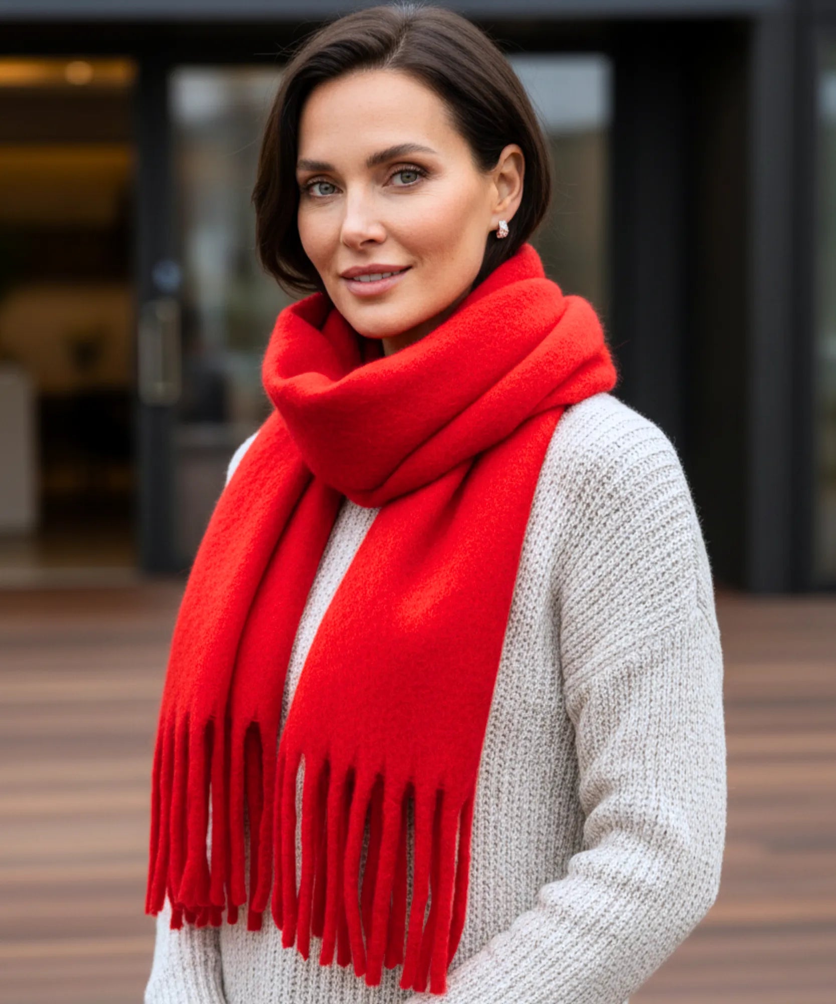 Comprar cachecol feminino longo grosso lã felpuda com franjas 240cm várias cores inverno barato ANELLIMN
