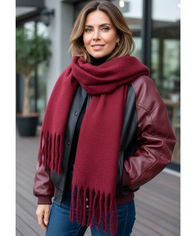 Comprar cachecol feminino longo grosso lã felpuda com franjas 240cm várias cores inverno barato ANELLIMN