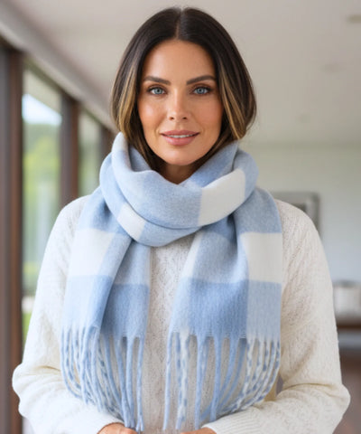 Comprar cachecol feminino xadrez grosso felpudo com franjas soft quente inverno em promoção ANELLIMN