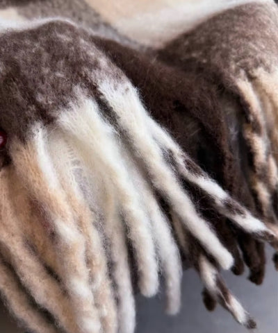 Comprar cachecol feminino xadrez grosso felpudo com franjas soft quente inverno em promoção ANELLIMN