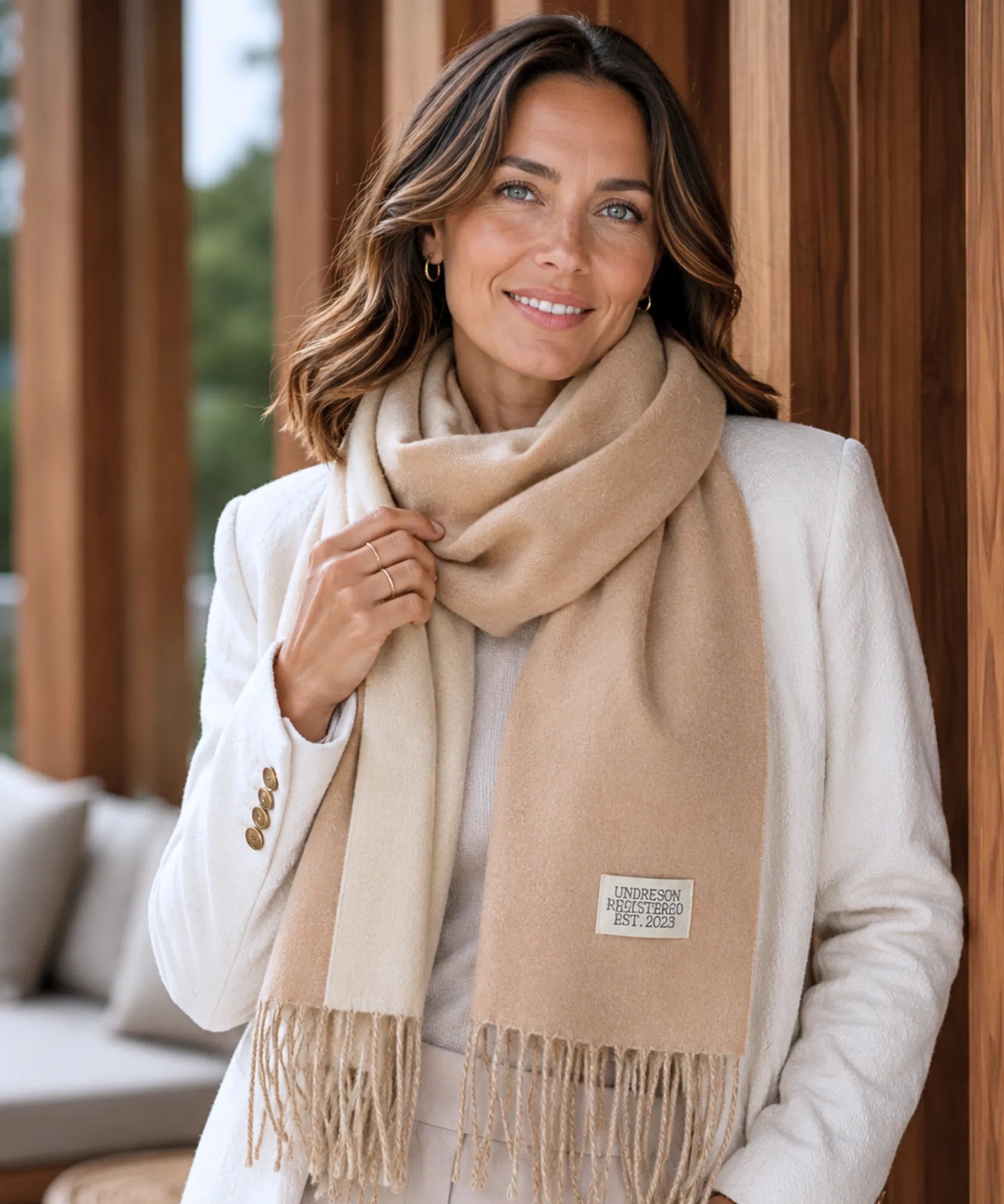 Comprar echarpe cachecol feminino de lã grossa com franjas acabamento premium para o inverno barato ANELLIMN