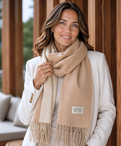 Comprar echarpe cachecol feminino de lã grossa com franjas acabamento premium para o inverno barato ANELLIMN