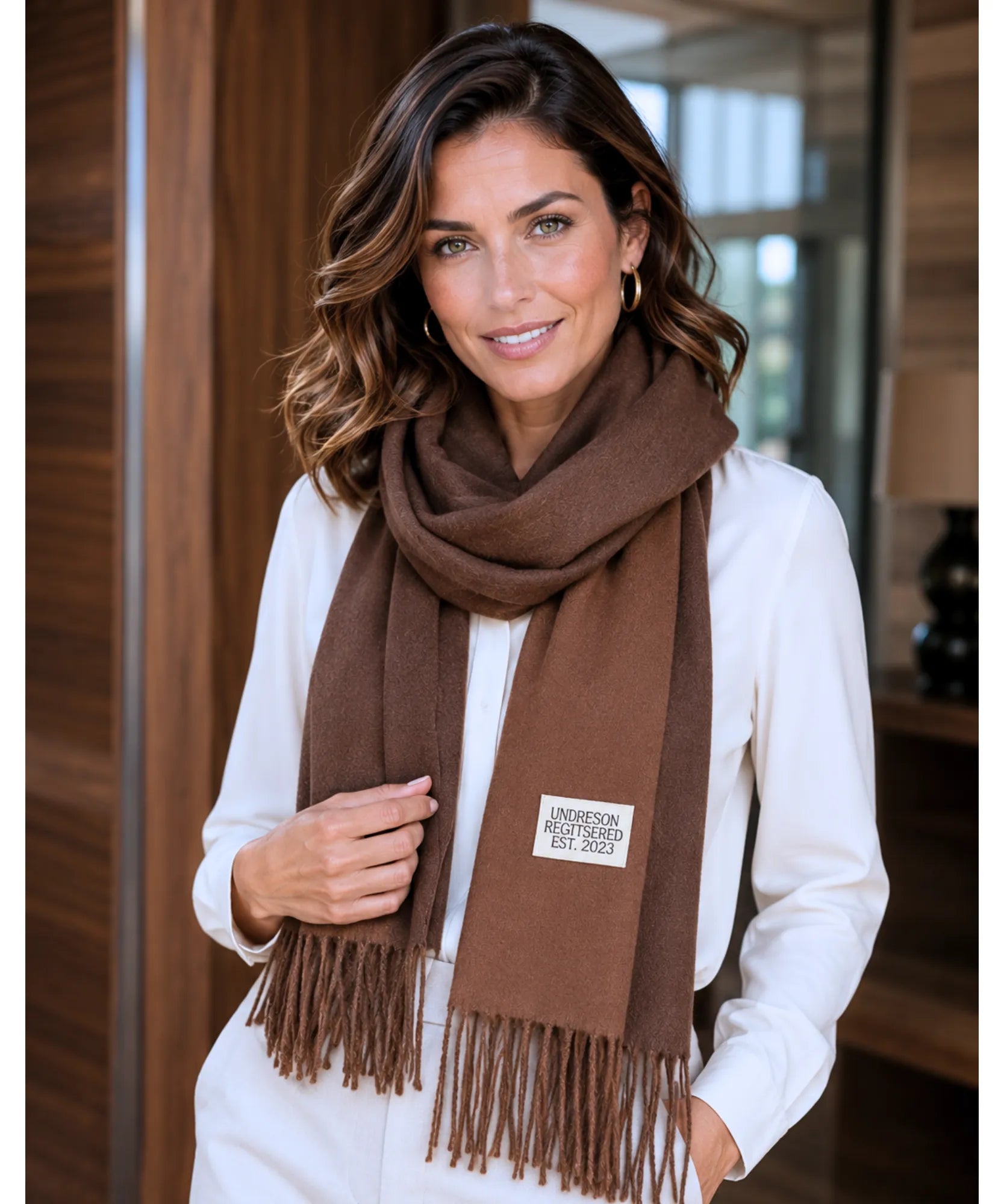 Comprar echarpe cachecol feminino de lã grossa com franjas acabamento premium para o inverno barato ANELLIMN