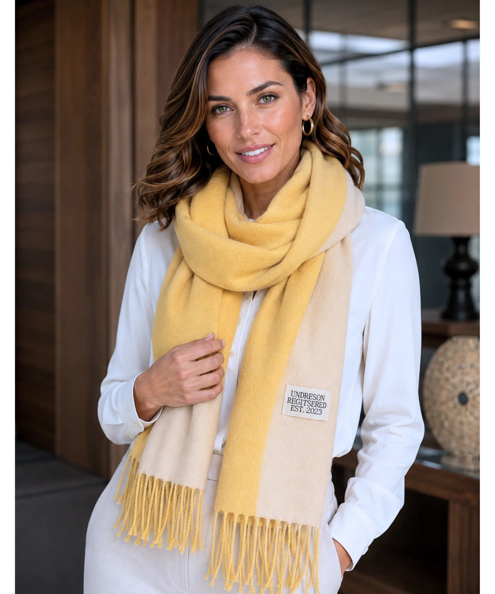 Comprar echarpe cachecol feminino de lã grossa com franjas acabamento premium para o inverno barato ANELLIMN