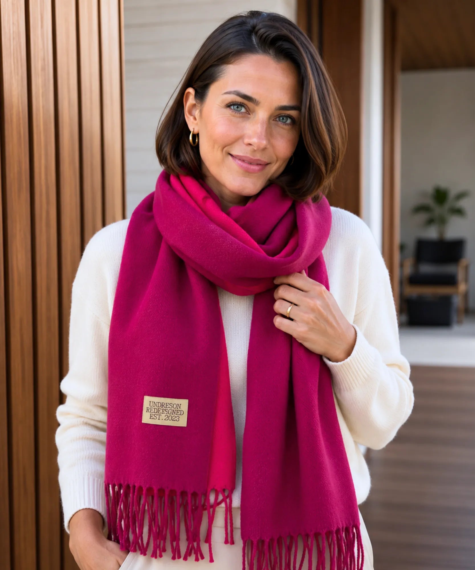 Comprar echarpe cachecol feminino de lã grossa com franjas acabamento premium para o inverno barato ANELLIMN
