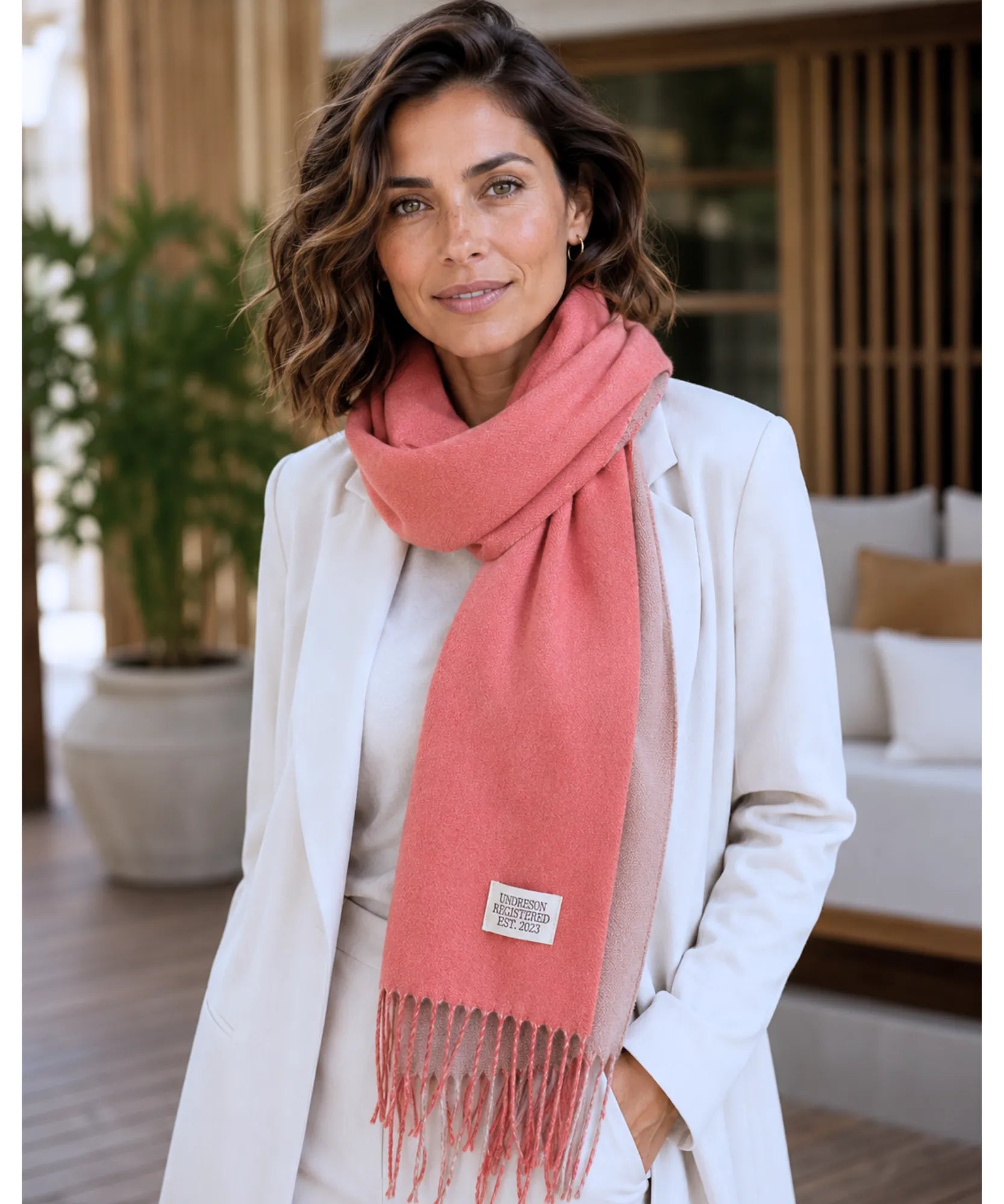 Comprar echarpe cachecol feminino de lã grossa com franjas acabamento premium para o inverno barato ANELLIMN
