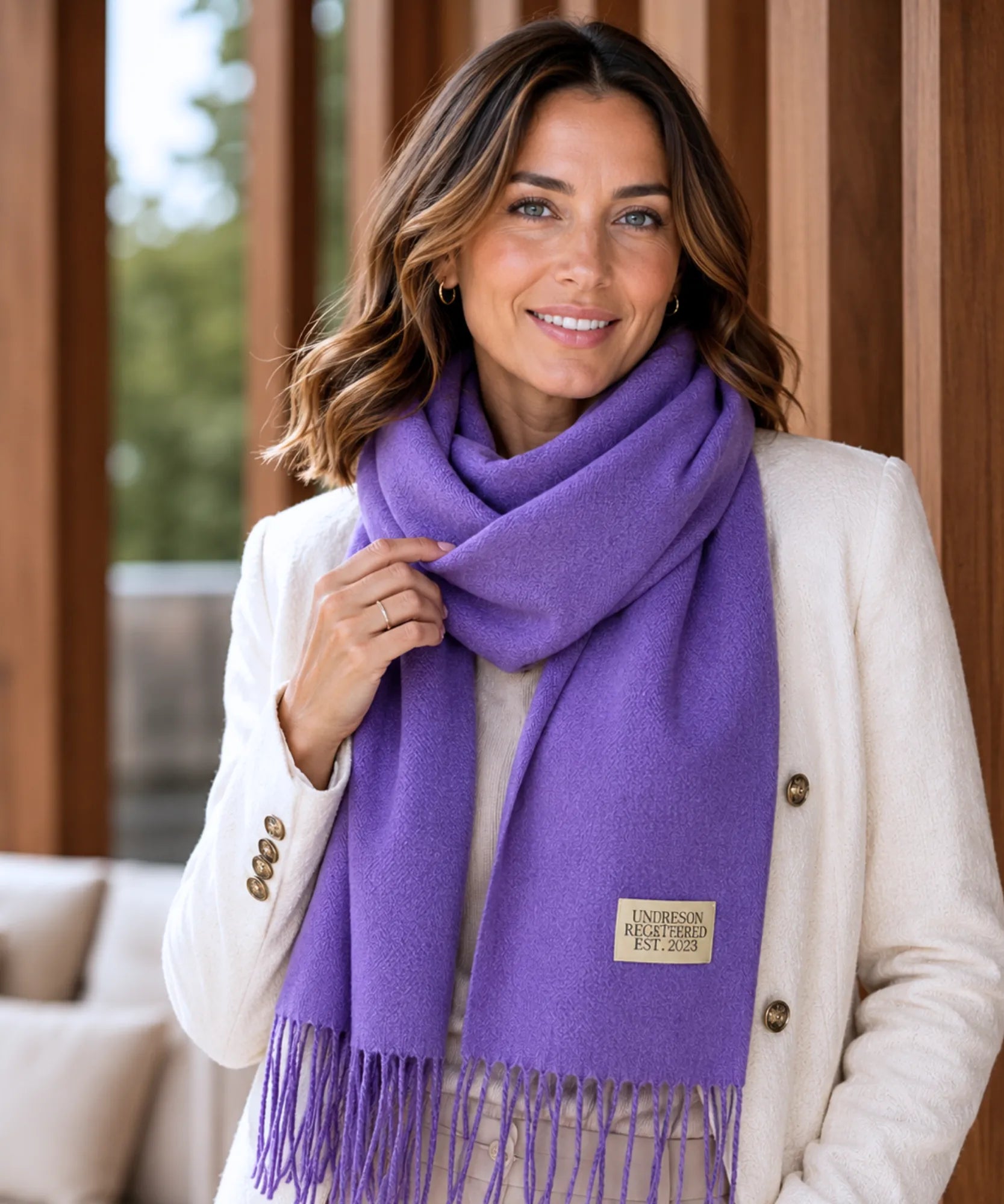 Comprar echarpe cachecol feminino de lã grossa com franjas acabamento premium para o inverno barato ANELLIMN