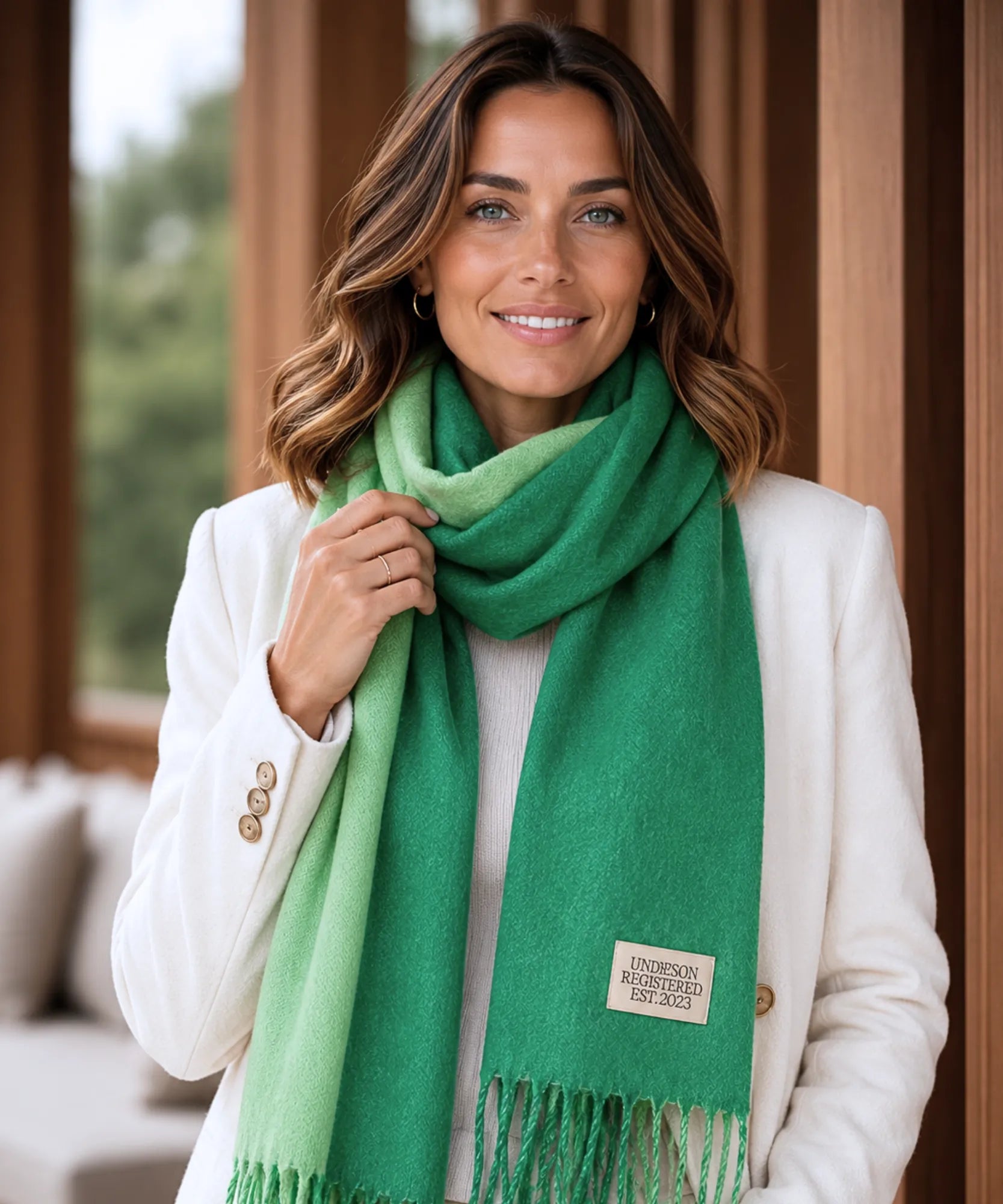 Comprar echarpe cachecol feminino de lã grossa com franjas acabamento premium para o inverno barato ANELLIMN