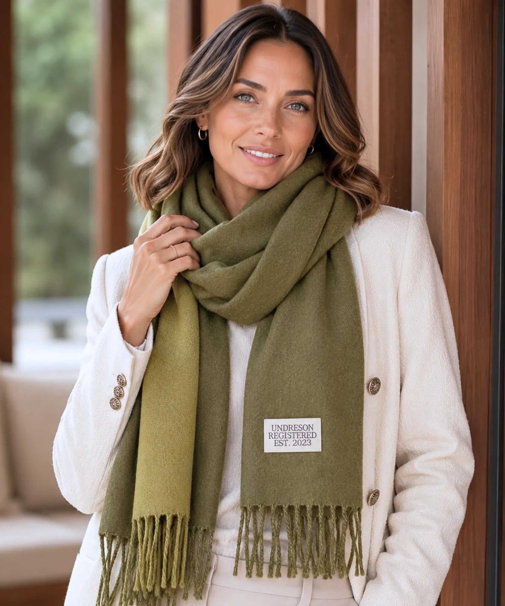 Comprar echarpe cachecol feminino de lã grossa com franjas acabamento premium para o inverno barato ANELLIMN