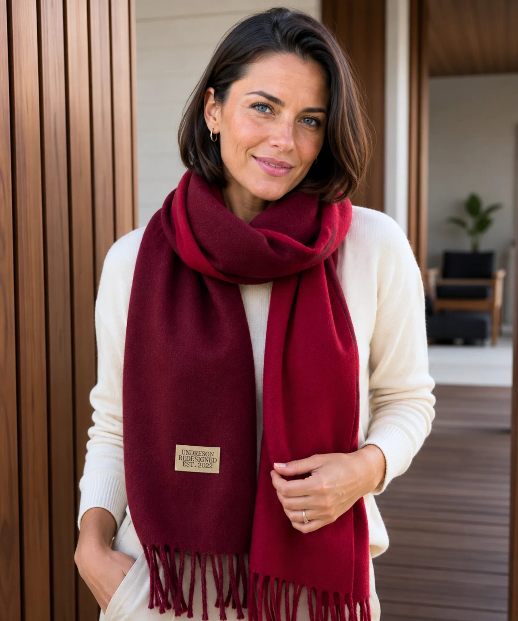 Comprar echarpe cachecol feminino de lã grossa com franjas acabamento premium para o inverno barato ANELLIMN