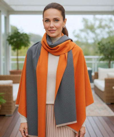 Comprar echarpe feminina dupla face com franjas acabamento premium cachecol lã inverno barato ANELLIMN