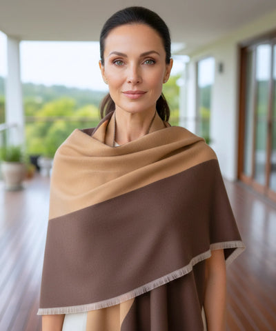 Comprar echarpe feminina dupla face com franjas acabamento premium cachecol lã inverno barato ANELLIMN