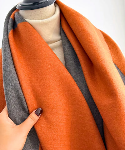Comprar echarpe feminina dupla face com franjas acabamento premium cachecol lã inverno barato ANELLIMN