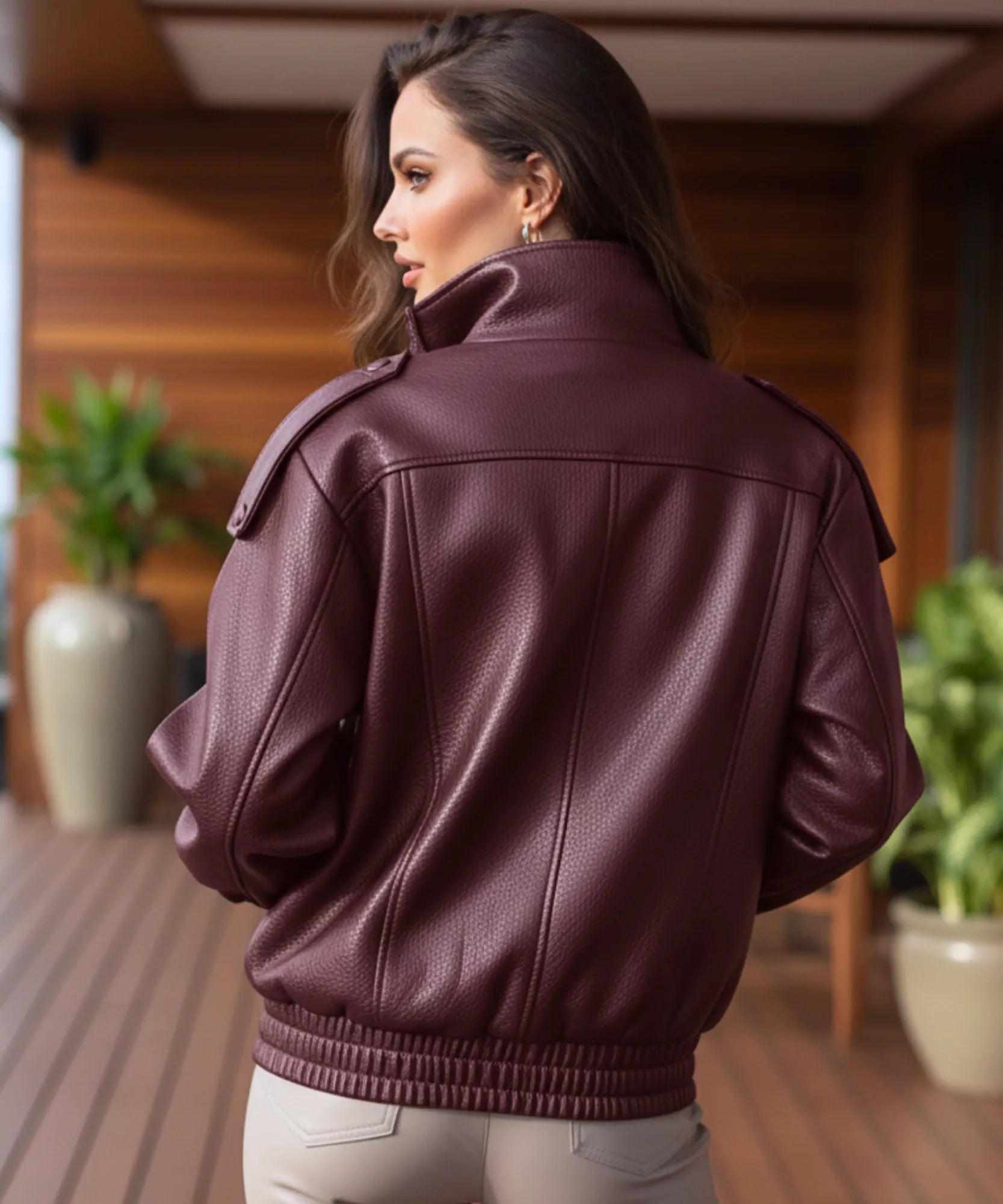 Comprar jaqueta de couro feminino oversized biker gola alta motoqueira em promoçãoZARA