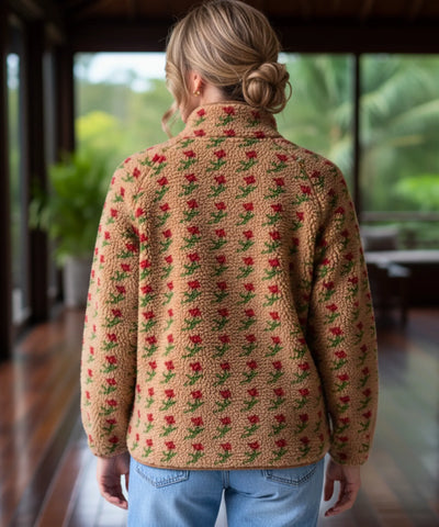 Comprar jaqueta feminina fleece pelúcia floral oversized gola alta inverno promoção ZARA