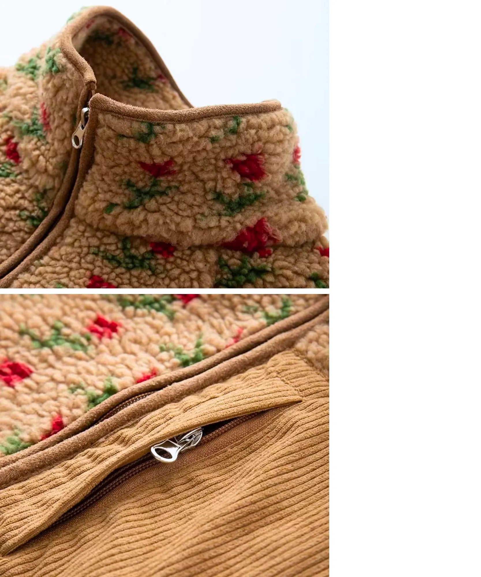 Comprar jaqueta feminina fleece pelúcia floral oversized gola alta inverno promoção ZARA