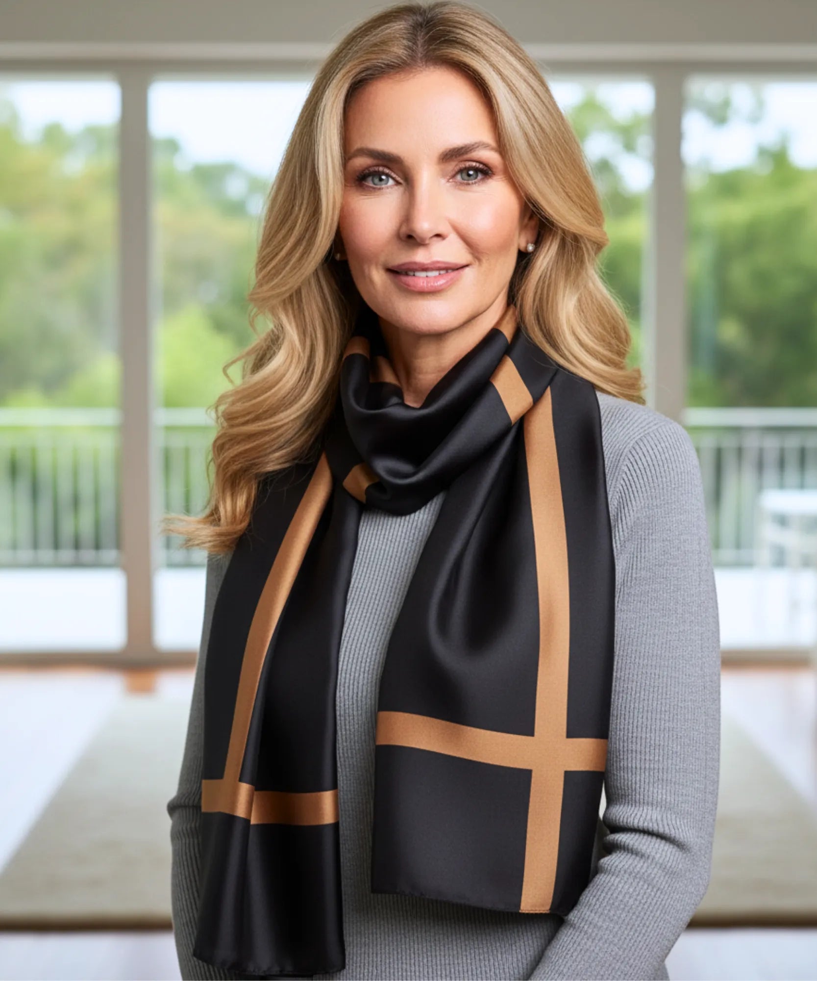 Comprar lenço de seda feminino estampado elegante macio echarpe de pescoço para o dia a dia e festas barato ANELLIMN