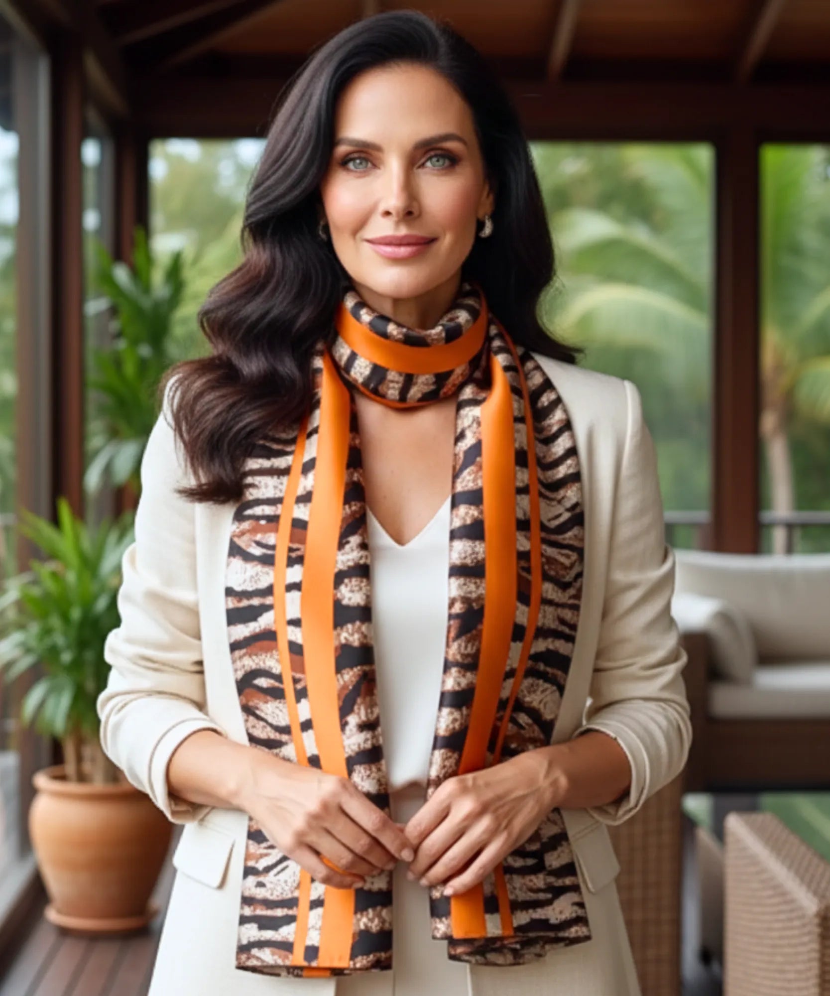 Comprar lenço de seda feminino estampado elegante macio echarpe de pescoço para o dia a dia e festas barato ANELLIMN