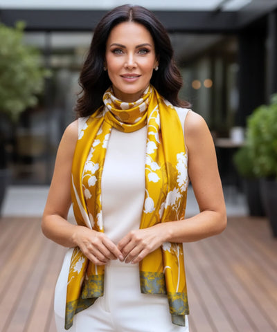 Comprar lenço de seda feminino estampado elegante macio echarpe de pescoço para o dia a dia e festas barato ANELLIMN