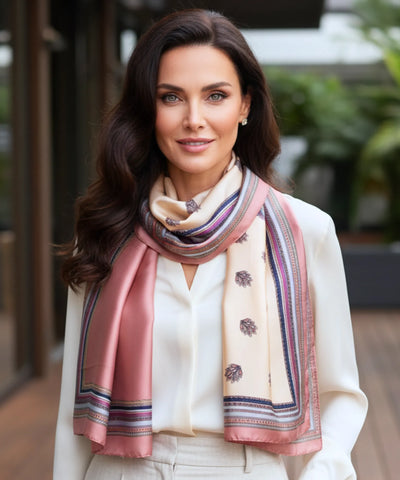Comprar lenço de seda feminino estampado elegante macio echarpe de pescoço para o dia a dia e festas barato ANELLIMN