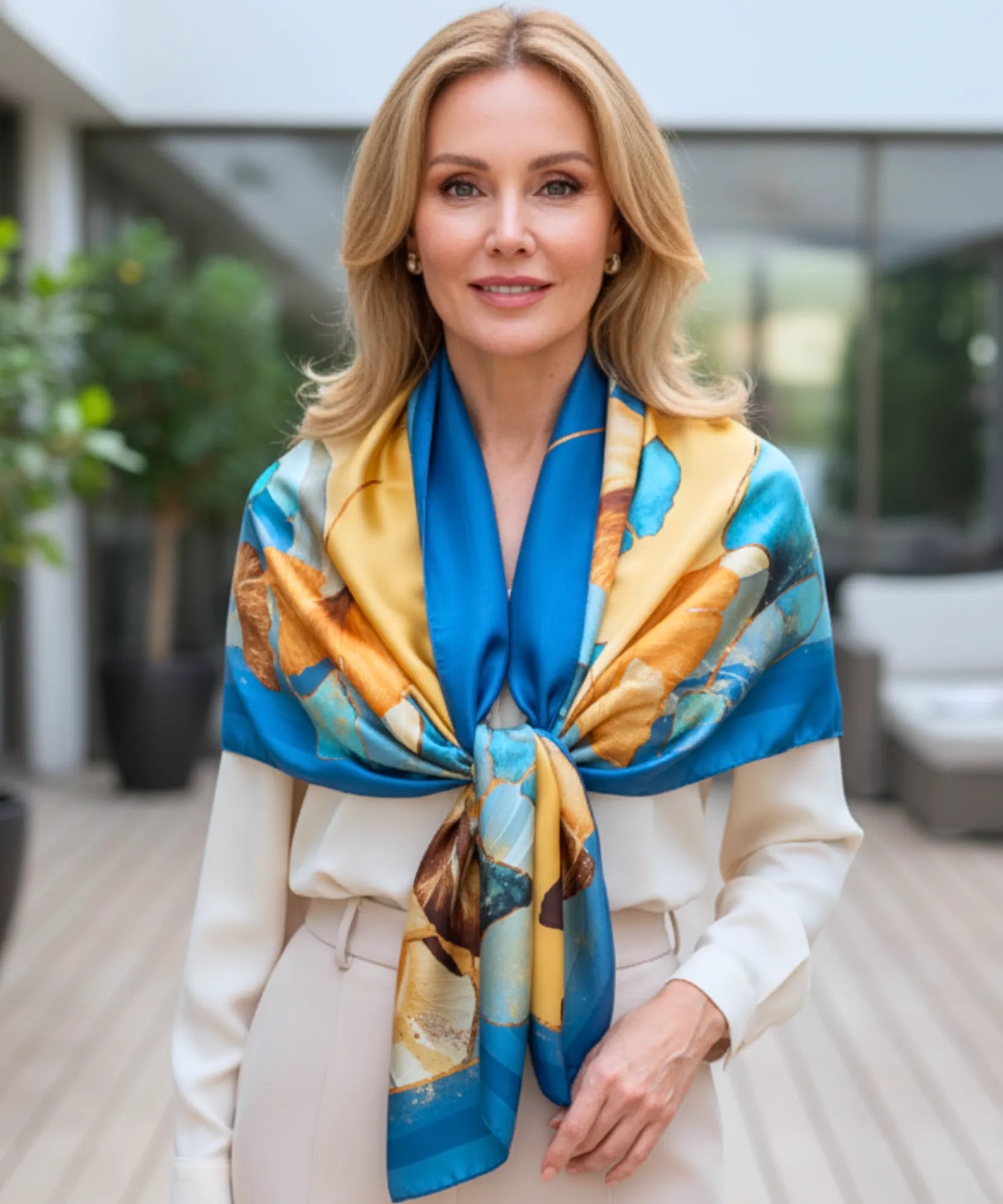 Comprar lenço de seda feminino estampado elegante macio echarpe de pescoço para o dia a dia e festas barato ANELLIMN