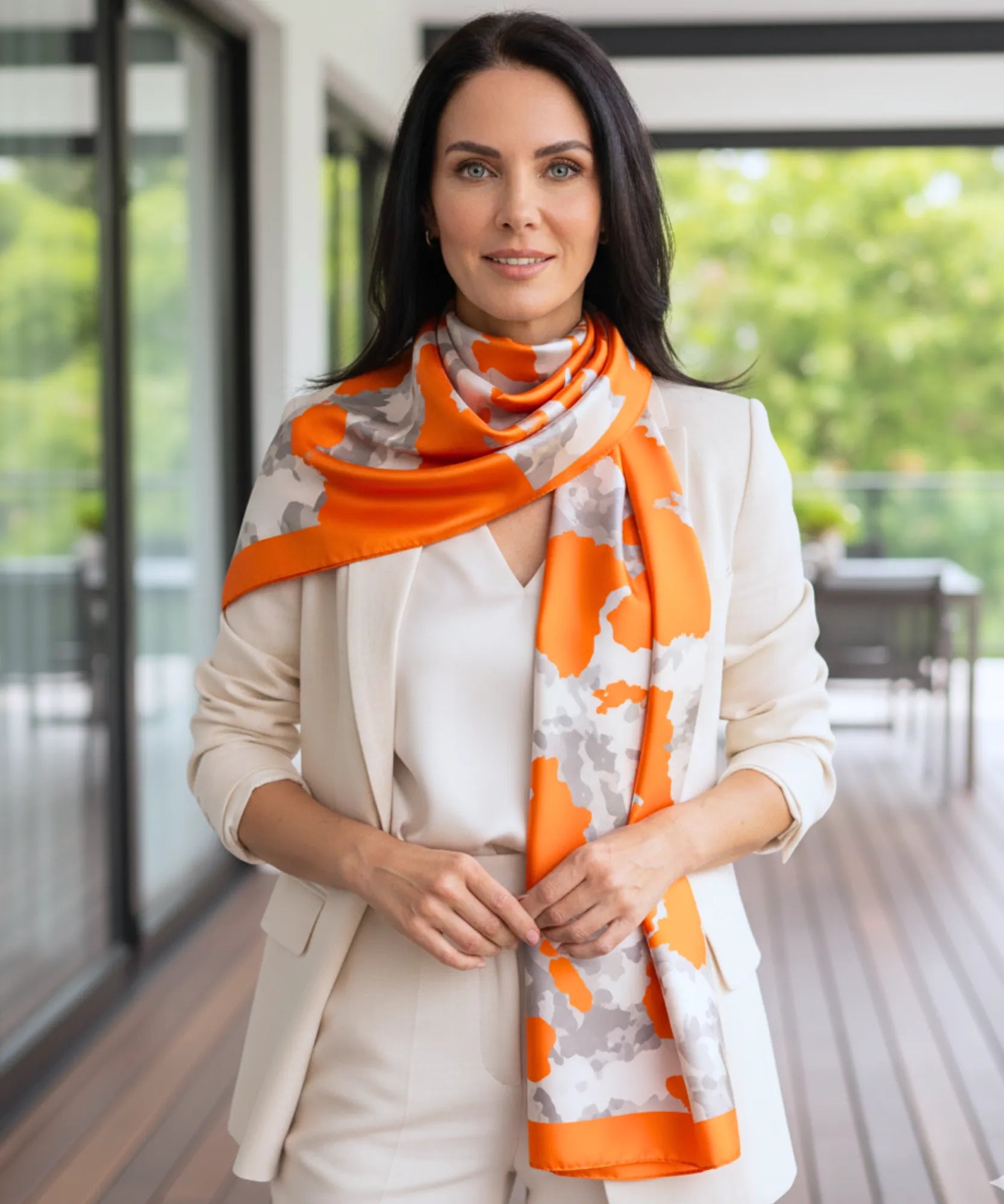 Comprar lenço de seda feminino estampado elegante macio echarpe de pescoço para o dia a dia e festas barato ANELLIMN