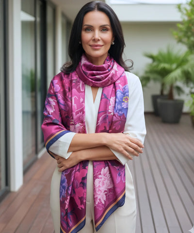 Comprar lenço de seda feminino estampado elegante macio echarpe de pescoço para o dia a dia e festas barato ANELLIMN