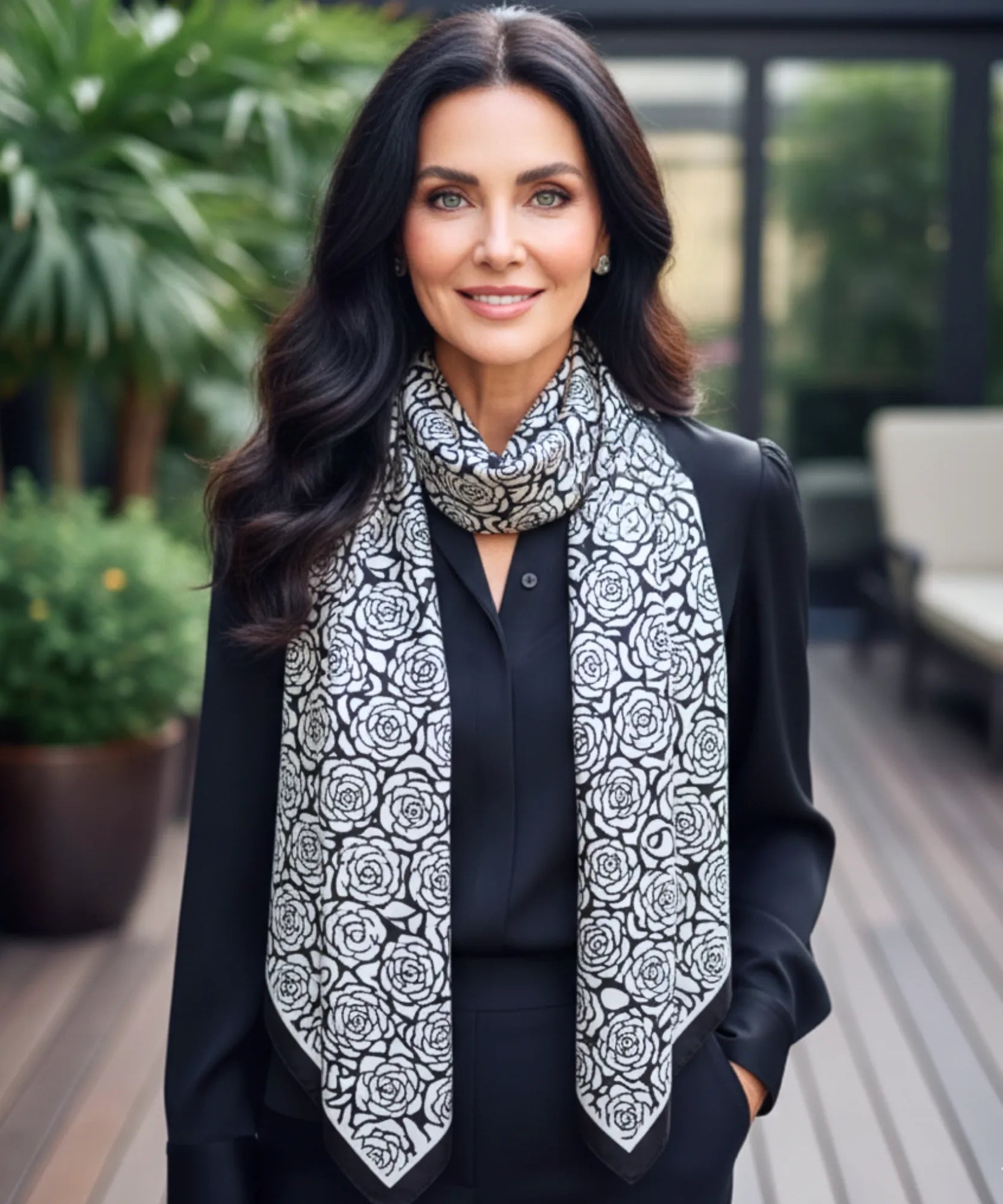 Comprar lenço de seda feminino estampado elegante macio echarpe de pescoço para o dia a dia e festas barato ANELLIMN