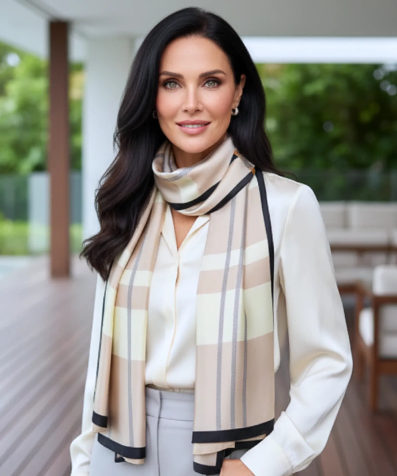 Comprar lenço de seda feminino estampado elegante macio echarpe de pescoço para o dia a dia e festas barato ANELLIMN