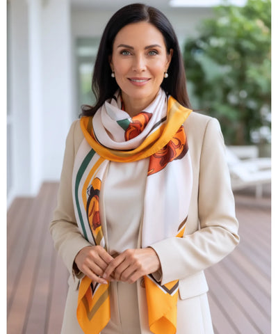 Comprar lenço de seda feminino estampado elegante macio echarpe de pescoço para o dia a dia e festas barato ANELLIMN