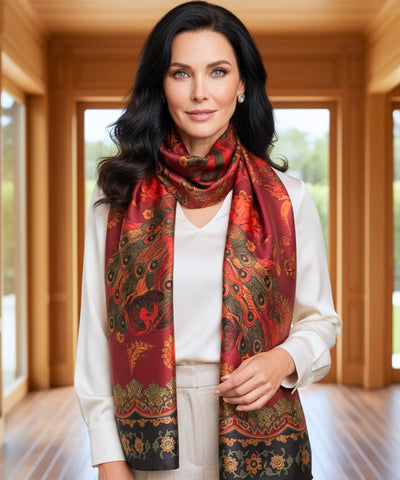 Comprar lenço de seda feminino estampado elegante macio echarpe de pescoço para o dia a dia e festas barato ANELLIMN